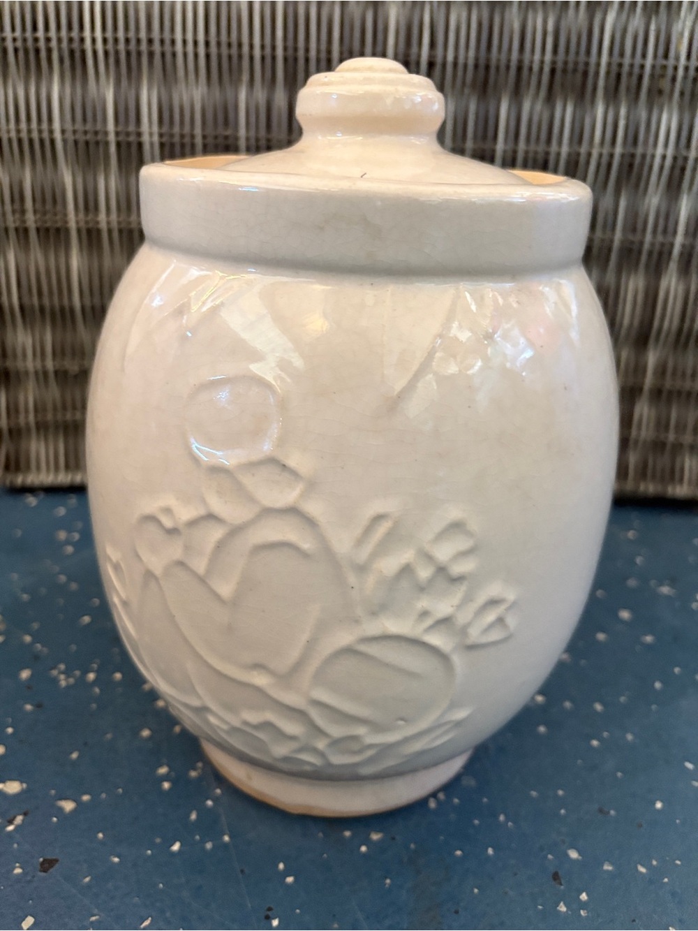 MCcoy Cream Ceramic Decorative Jar with Lid
